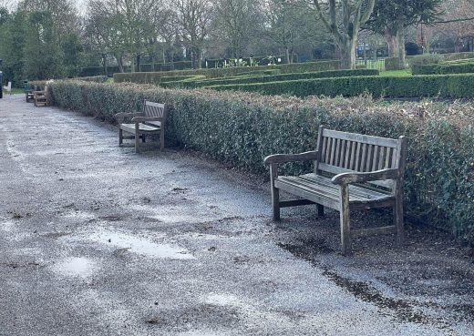 Our benches at the main walkway into East Park, Hull