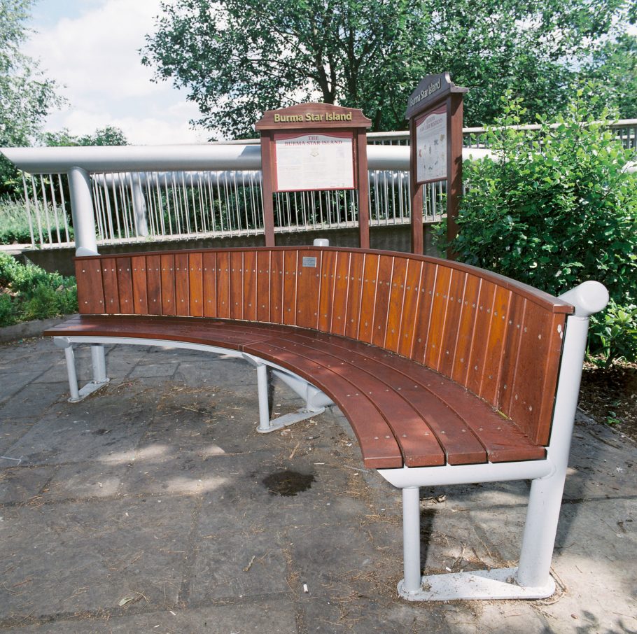 A Burma Star bench by Woodcraft UK