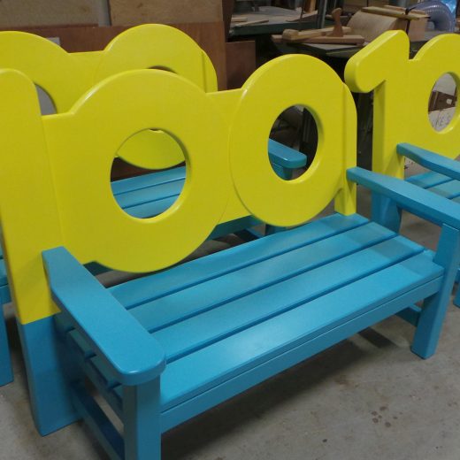 WE100 benches being powder coated
