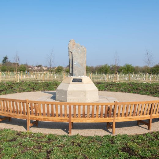 Memorial gardens large curved bench