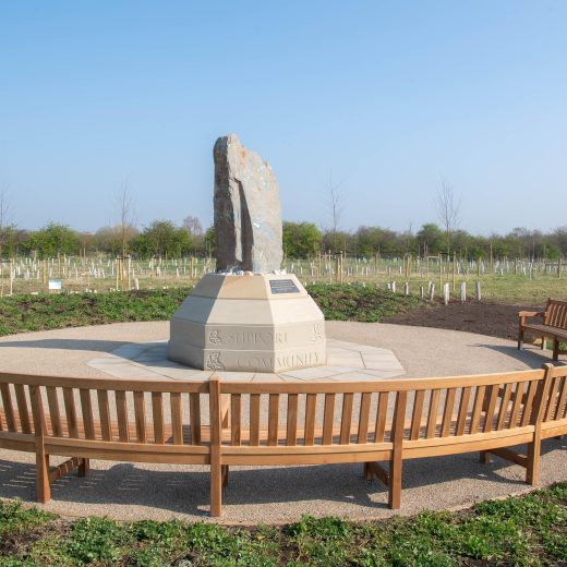 Large curved memorial bench