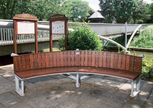 Bespoke bench at the Burma Star memorial