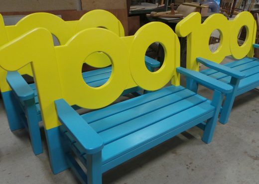 WE100 benches being powder coated