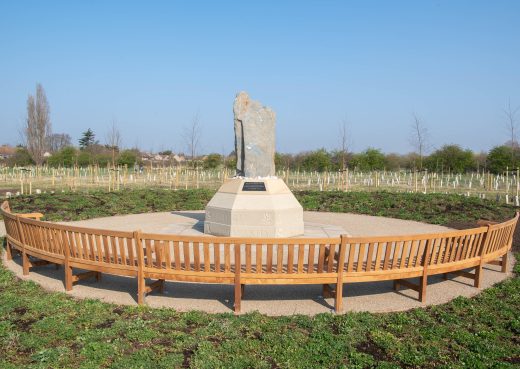 Memorial gardens large curved bench