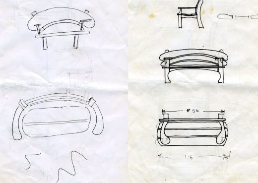 Customer drawings for a bespoke bench