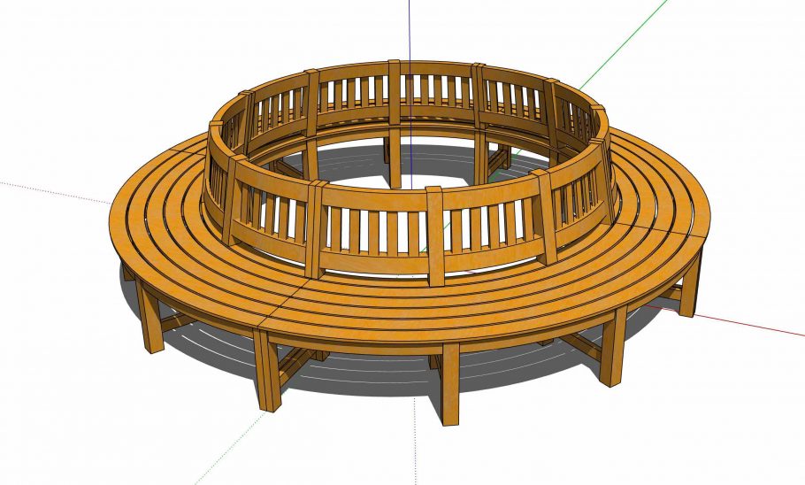 3D model of our curved tree seat