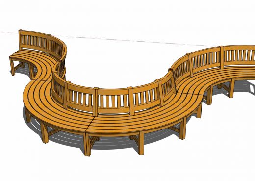 3D model of our curved wooden bench system