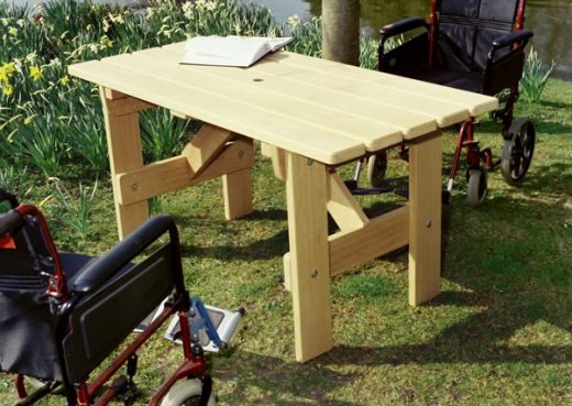 Adapted height garden table for wheelchairs