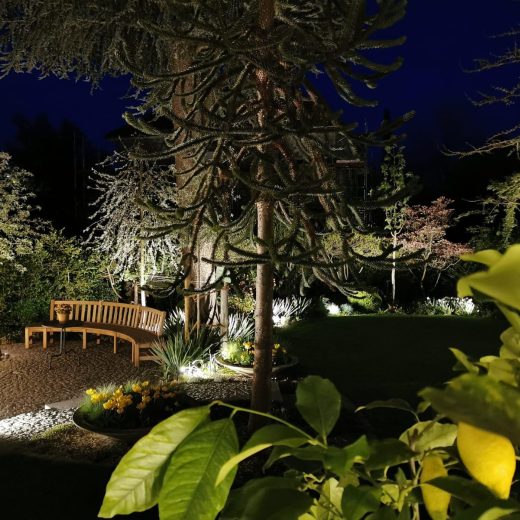 A lovely night shot of our curved bench