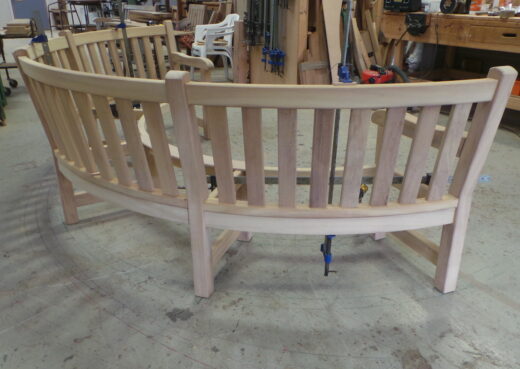 The back of the York curved bench frame