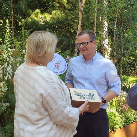 Alistair Bayford receives Gold Medal for Best Artisan Garden at RHS Chelsea Flower Show 2019