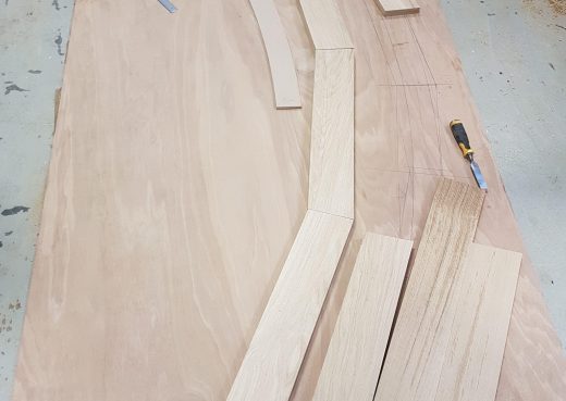 Cutting the hardwood into slats