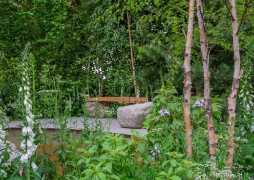 Great Picture of the Woodcraft bench in situ at RHS Chelsea Flower Show
