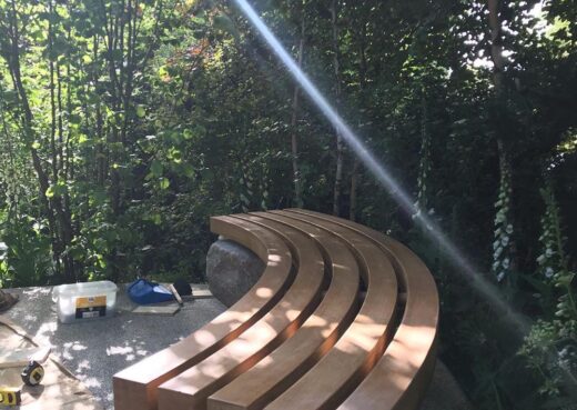 Installing the Woodcraft bench at the RHS Flower Show 2019