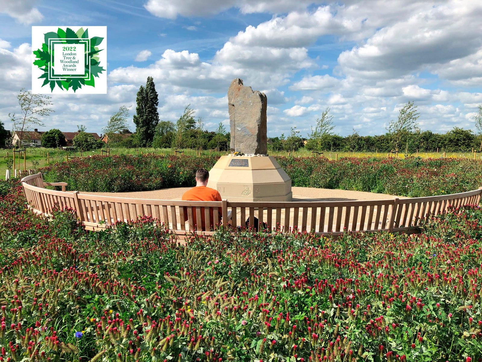 Our Memorial bench at the COVID19 Memorial Woodland in South