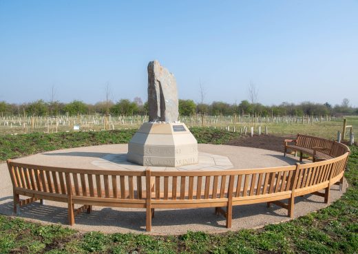Side view of our curved bench at Havering Borough Council covid 19 memorial