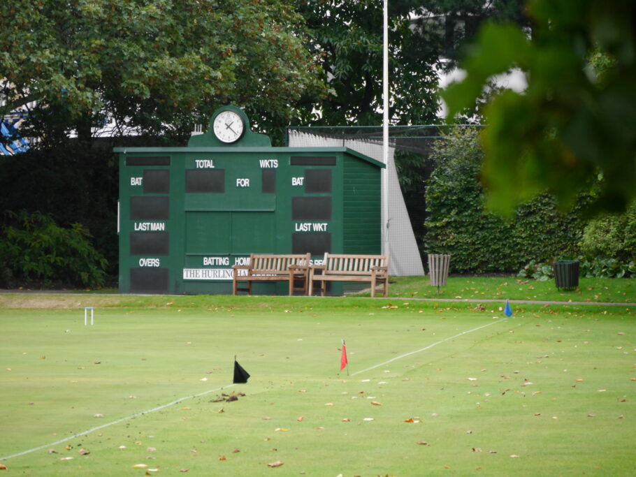 Two of our York benches from a previous order taking pride of place in the grounds of the cricket pitch at the Hurlingham Club