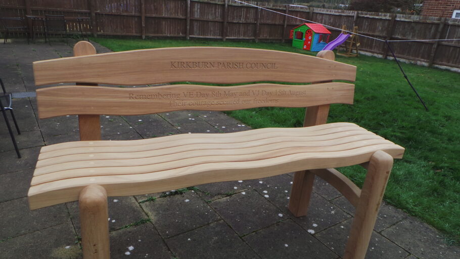 Waveform bench made for Kirkburn Parish Council