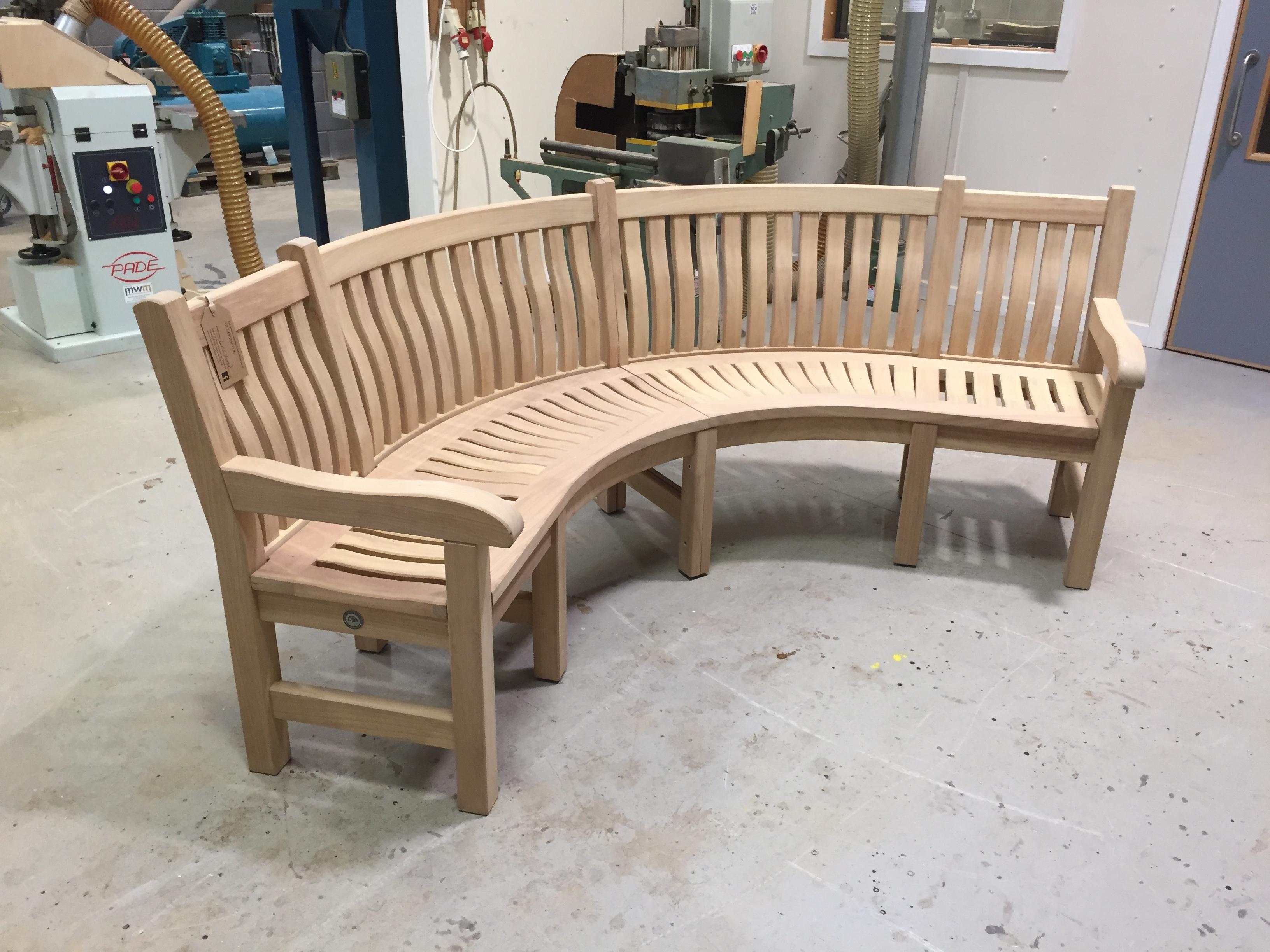 Curved garden bench heading for London private customer | Woodcraft UK