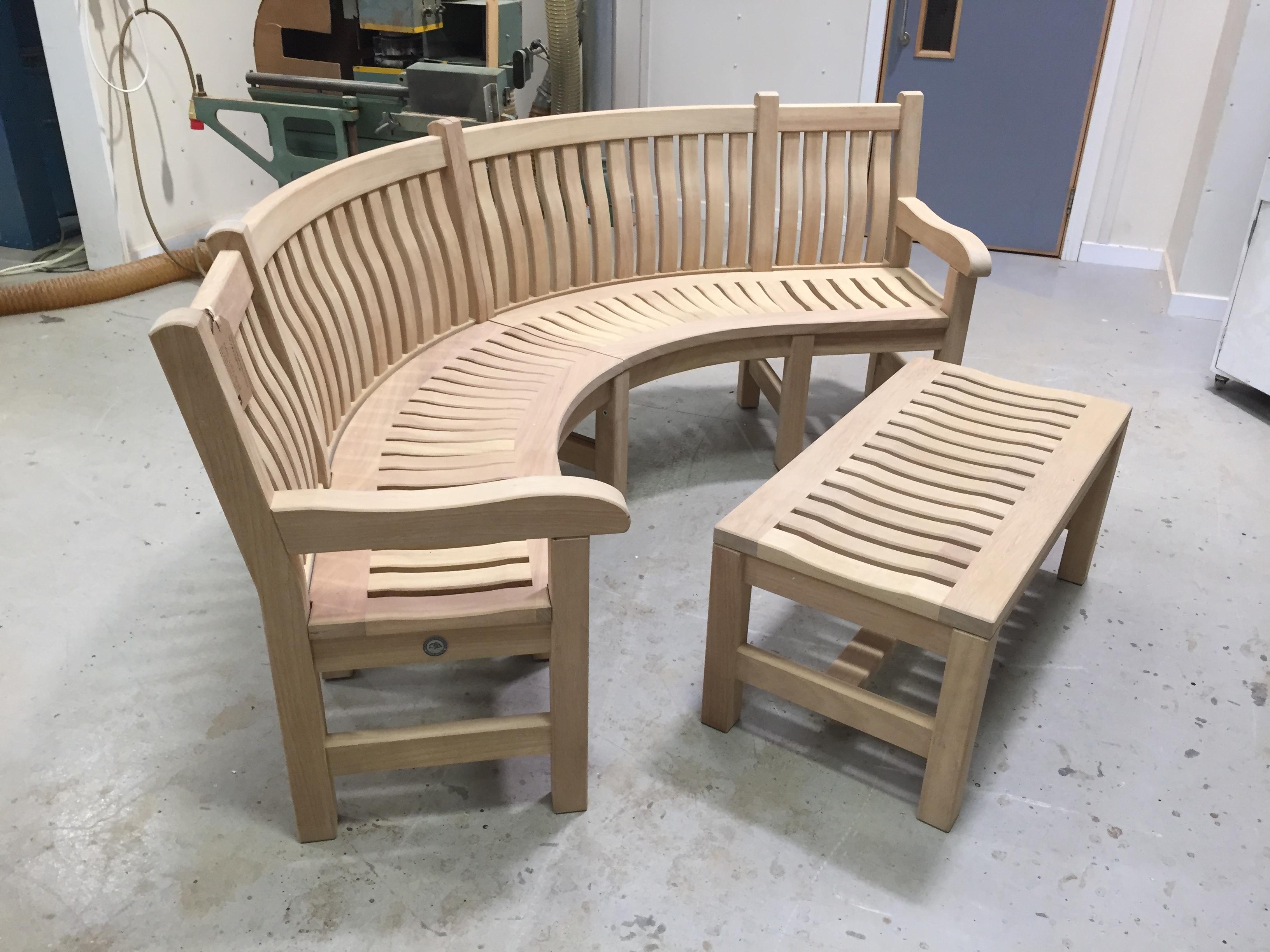 Curved garden bench heading for London private customer | Woodcraft UK