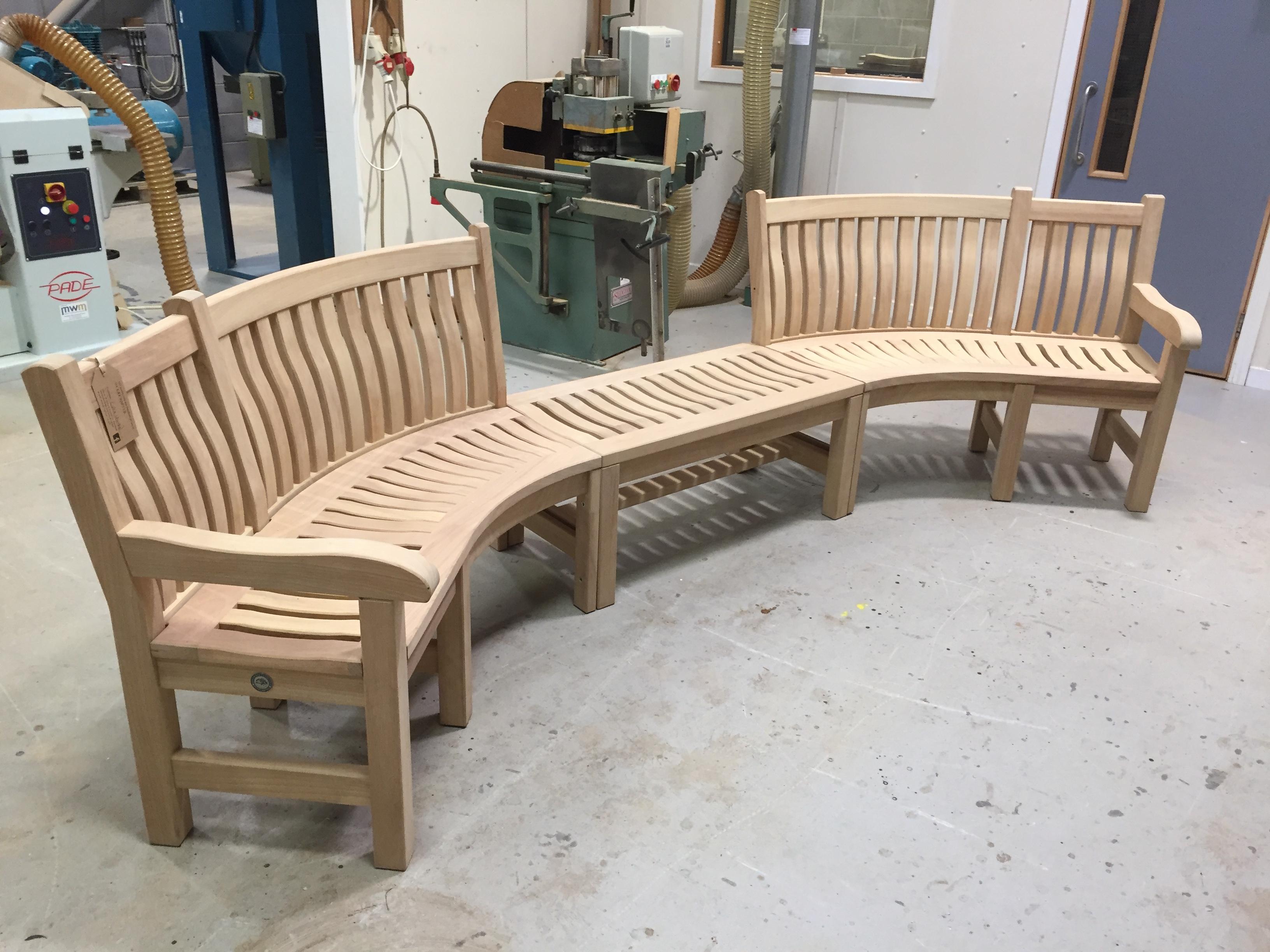 Curved garden bench heading for London private customer | Woodcraft UK