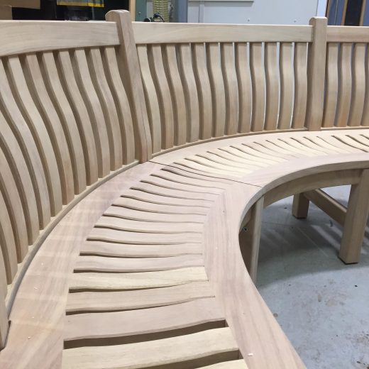 London Curved Bench close up