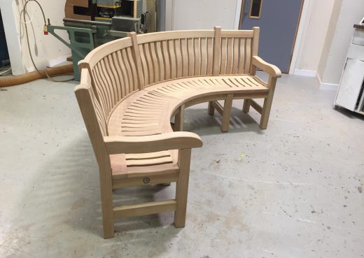 Scarborough style wooden curved bench