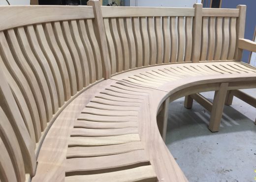 London Curved Bench close up
