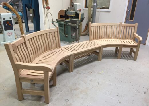 Bespoke curved bench based on the Scarborough bench design