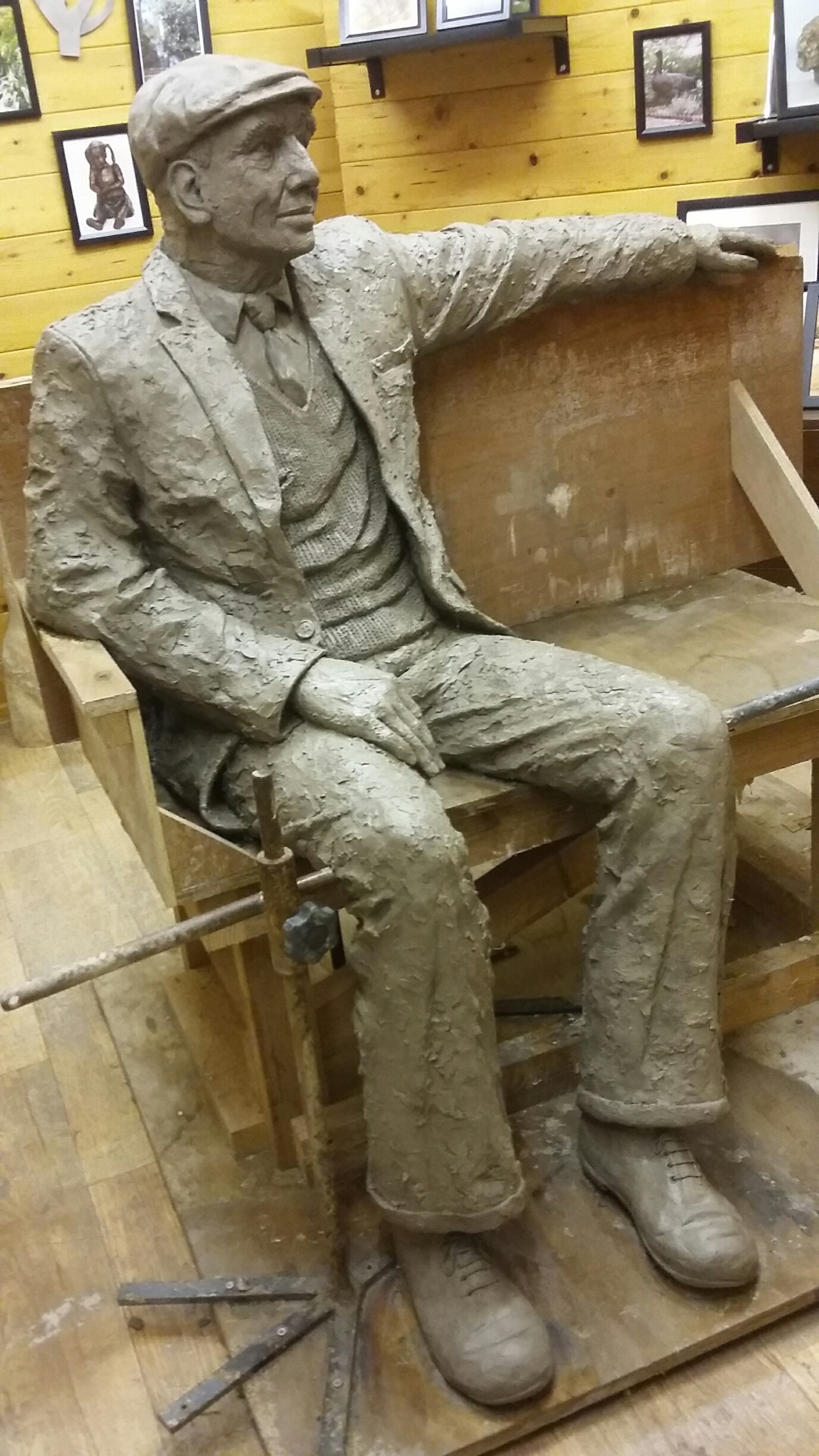 Our York Garden Bench custom made for a bronze sculpture Woodcraft UK