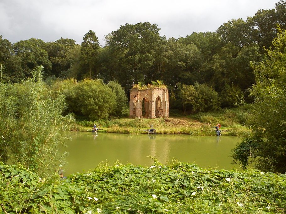 Risby Folly from across the pond panorama
