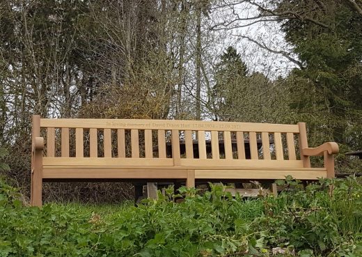 8ft memorial bench at Risby Folly lakeside