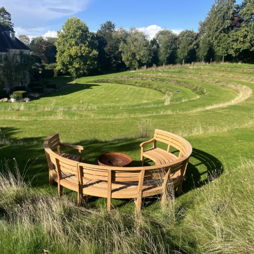 The Rosedale Curved bench in the customer's garden