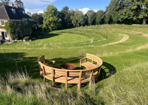 The Rosedale Curved bench in the customer's garden