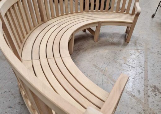 The Rosedale Curved bench in our workshop completed