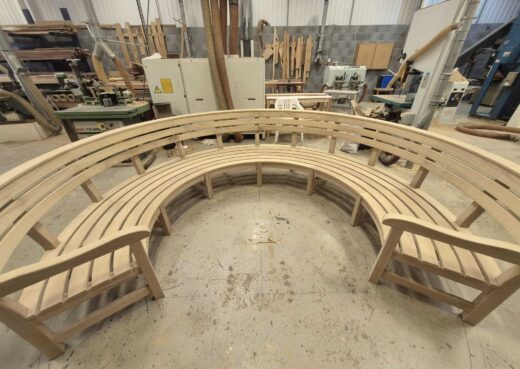 The all new Rosedale Curved bench in our workshop