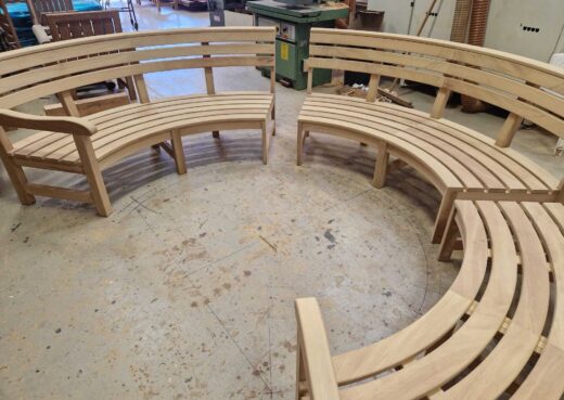The all new Rosedale Curved bench showing off as a modular curved bench