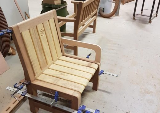 Clamped for gluing the designer chair