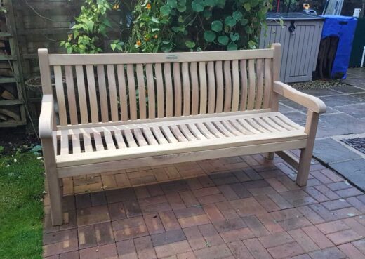The Scarborough 6ft garden bench with it's unique back rest and seat.
