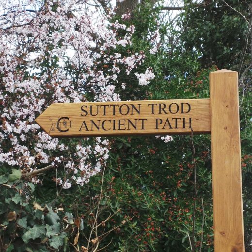 Sutton Trod finger post marking start of footpath