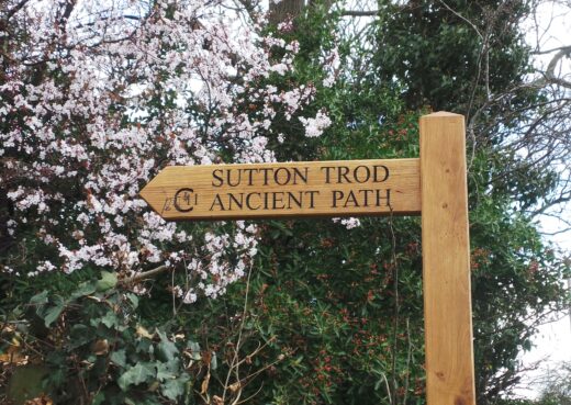 Sutton Trod finger post marking start of footpath