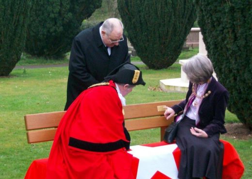 The mayor and councillor taking a very very very much earned rest on the Titanic bench