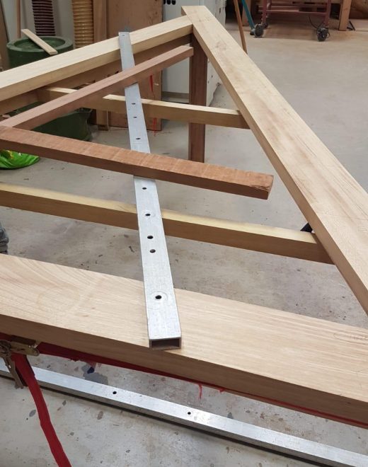 Shaping the triangular table top frame