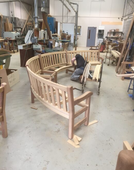 Another shot of Luke working on the bespoke curved bench