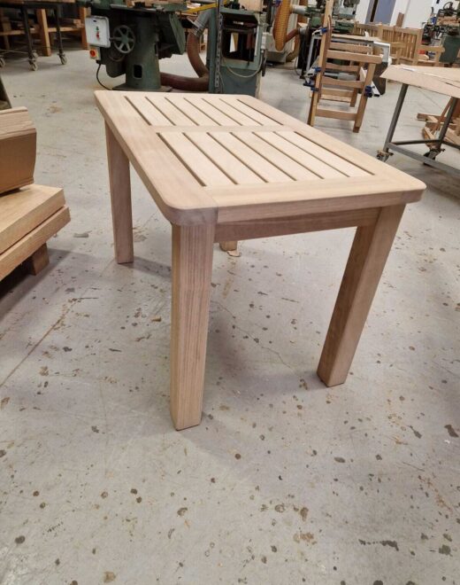 Bespoke outdoor coffee table in our workshop