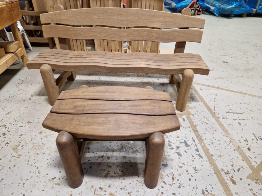 The Waveform ex display garden bench and coffee table