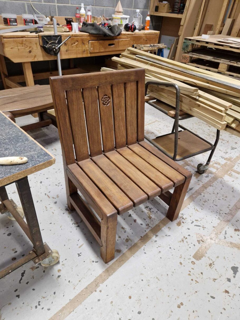 Solid hardwood dining chair handcrafted by Woodcraft UK
