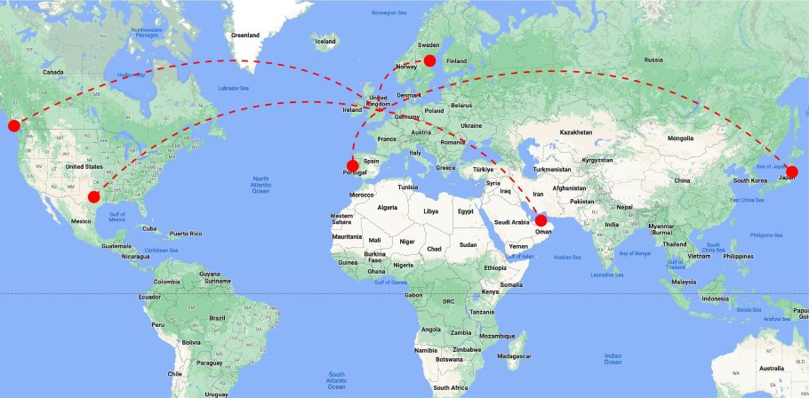 Shipping map of the world