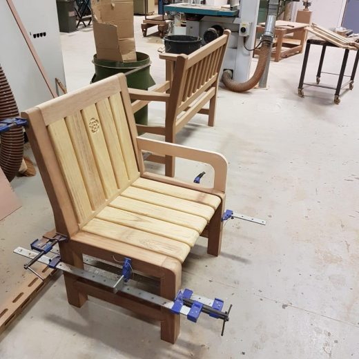 A prototype for a new designer garden chair