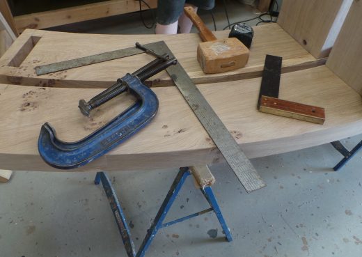 Clamping the curved bench together